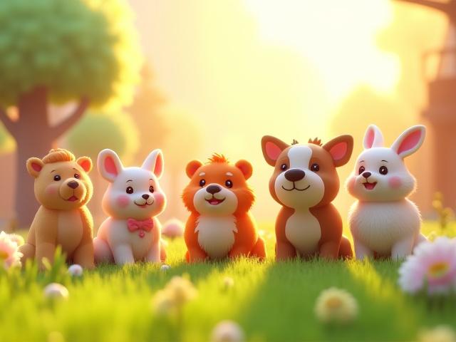 Screenshot of Petpia Roblox game showing various stylized pets in a vibrant, friendly environment.